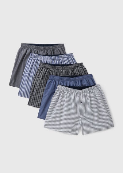 5 Pack Multi Check Print Cotton Woven Boxers