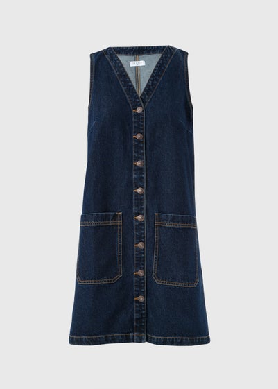 Mid Wash Denim Pinafore Dress