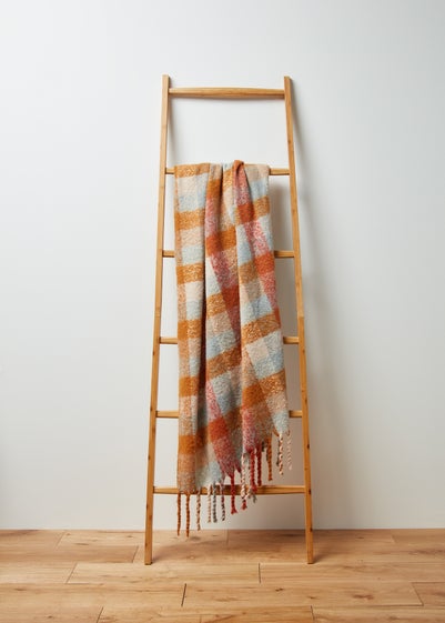 Orange Checked Throw (130cm x 150cm)