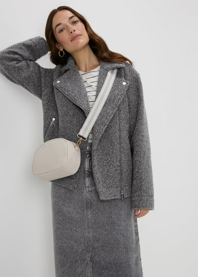 Grey Boucle Biker Jacket