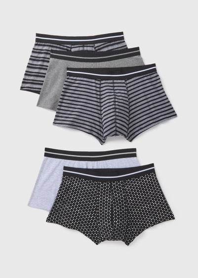 5 Pack Grey Patterned Hipsters