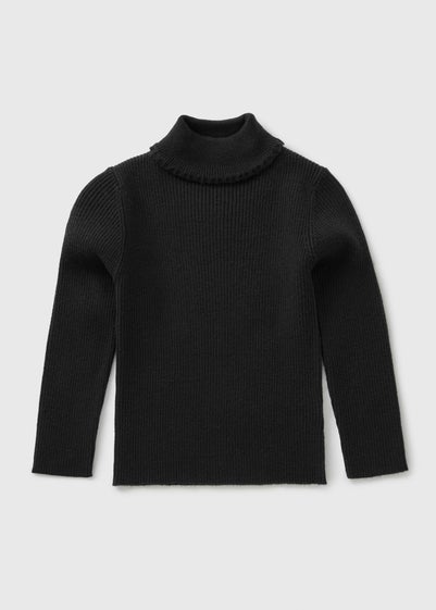 Girls Black Knit Roll Neck Jumper (1-7yrs)