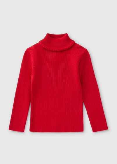 Girls Red Roll Neck Knitted Top (1-7yrs)