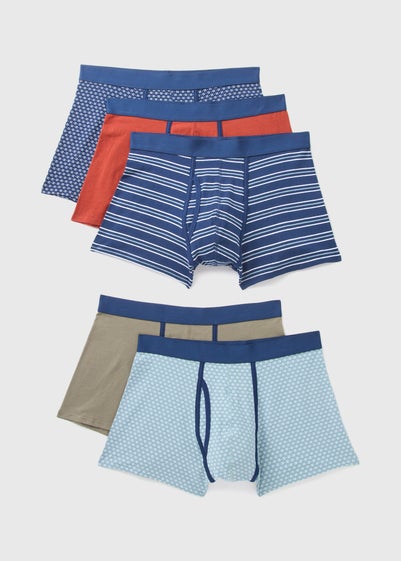 5 Pack Multicolour Geo Keyhole Boxers