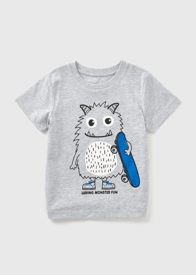 Boys Grey Monster T-Shirt (1-7yrs)