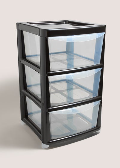 Black Large Plastic Drawer Tower