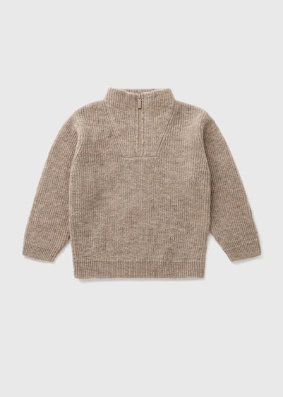 Boys Oatmeal Ribbed 1/4 Zip Jumper (1-7yrs)