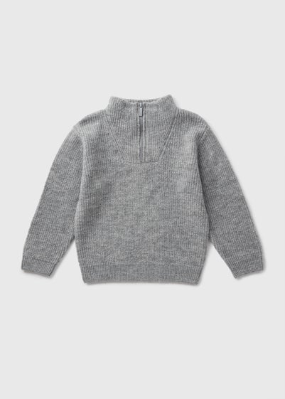 Boys Grey Ribbed 1/4 Zip Jumper (1-7yrs)