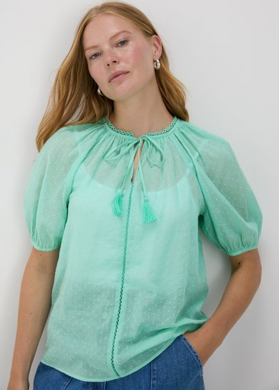 Turquoise Dobby Boho Blouse