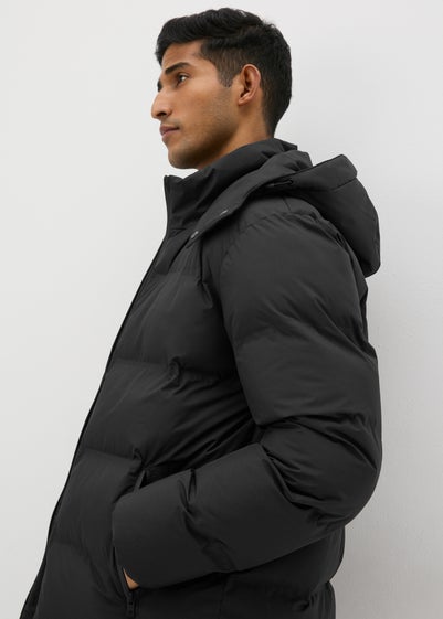 Black Longline Puffer Coat