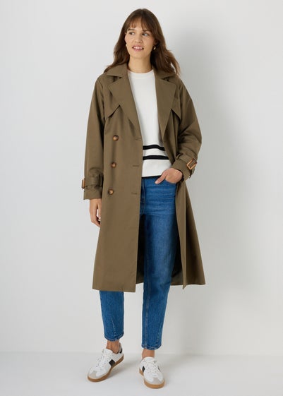 Et Vous Khaki Hooded Trench Coat