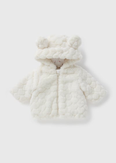 Baby Cream Heart Fur Jacket (Newborn-23mths)