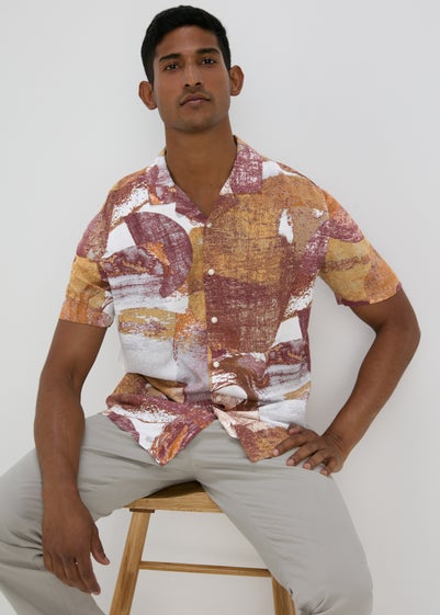 Peach Abstract Print Shirt