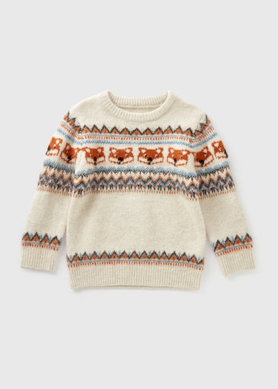 Boys Cream Fox Knit Jumper (1-7yrs)