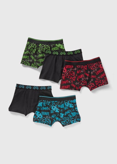 5 Pack Boys Black Gamer Trunks (2-14yrs)