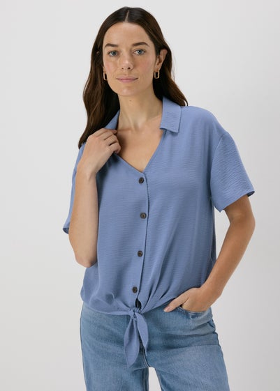 Blue Front Tie Airflow Shirt