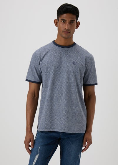 Navy Space Dye Textured T-Shirt