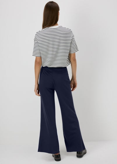 Et Vous Navy Ponte Wide Leg Trousers