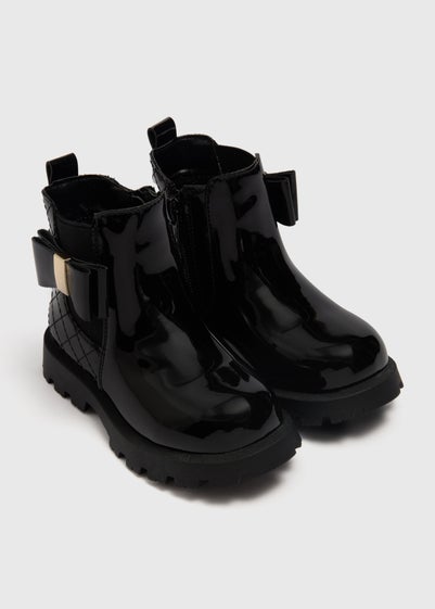 Girls Black Bow Chelsea Boots (Younger 4-12)