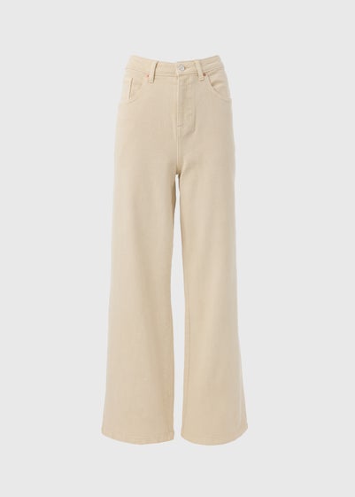 Ecru Wide Leg Jeans