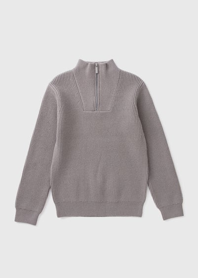 Boys Charcoal Knitted Half Zip (7-15yrs)