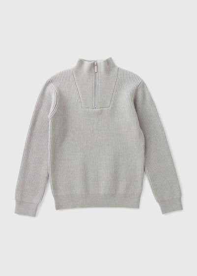 Boys Grey Knitted Half Zip (7-15yrs)