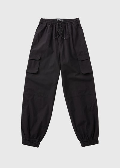 Boys Black Poplin Cargo Trousers (7-15yrs)