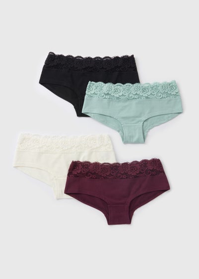 4 Pack Multicolour Lace Short Knickers