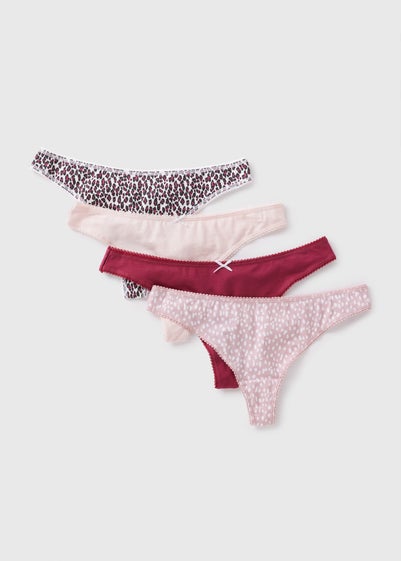 4 Pack Multicolour Thong Knickers