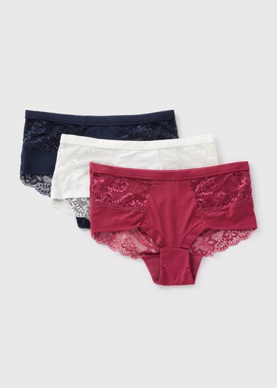 3 Pack Multicoloured Brushed Midi Knickers