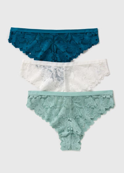 3 Pack Teal Lace Brazilian Knickers