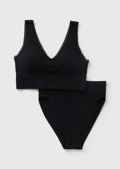 Black Seamless Bra & Briefs Set