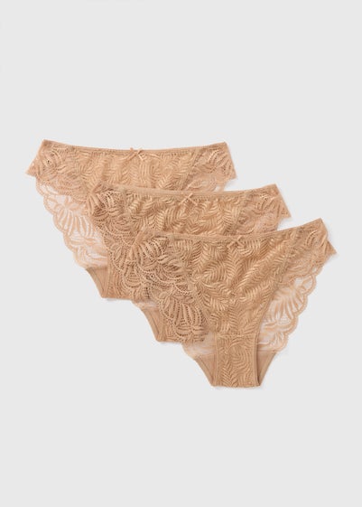 3 Pack Nude Lace High Leg Knickers