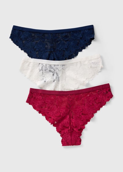 3 Pack Multicoloured Brazilian Knickers