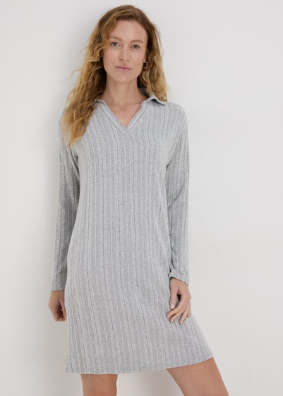 Grey Ribbed Mini Dress