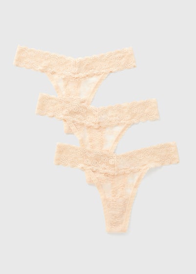 3 Pack Nude Lace Thongs