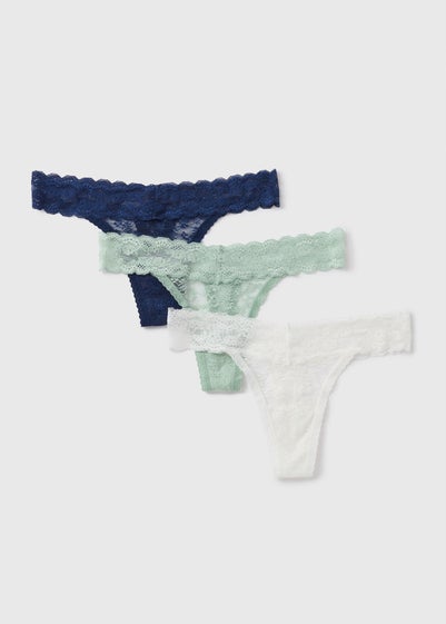 3 Pack Multicolour Lace Thong