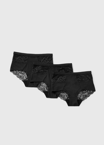 3 Pack Black Brushed Lace Full Knickers