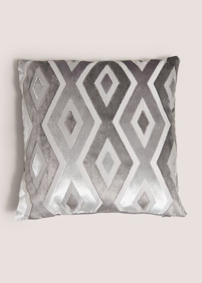 Grey Crushed Velvet Diamond Cushion