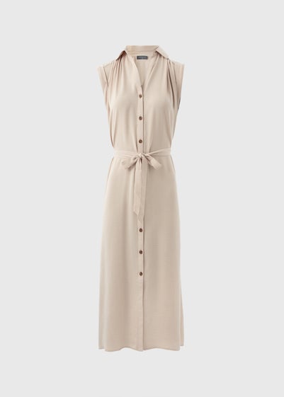 Stone Button Through Midi Shirt Dress