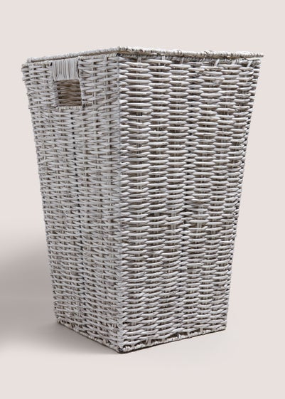 Grey Woven Plastic Laundry Basket