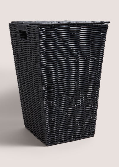 Black Woven Plastic Laundry Basket (50x32x32cm)