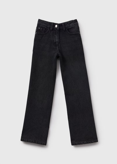 Girls Black Wide Leg Jeans (7-15yrs)