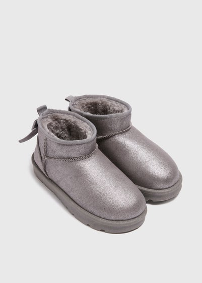 Girls Grey Bow Snug Boots (Younger 10-Older 5)