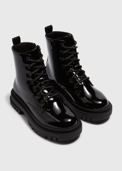 Girl black patent boots best sale