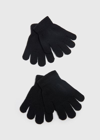 2 Pack Kids Black Gloves