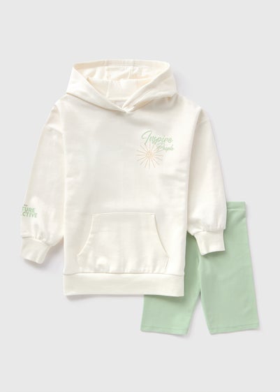 Girls Cream Collective Hoodie & Cycling Shorts Set (7-15yrs)