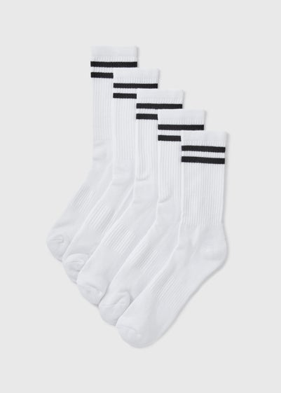 5 Pack White Sports Socks