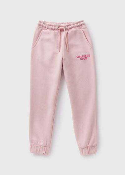 Girls Pink Wellness Club Slogan Joggers (7-15yrs)