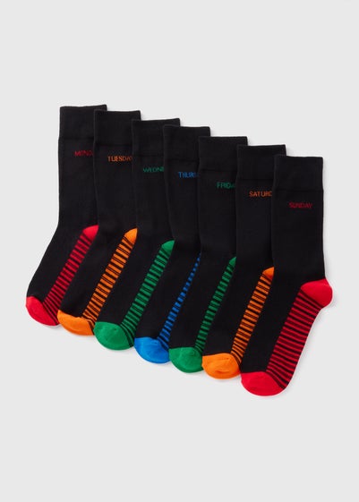 7 Pack Black Days Of The Week Socks